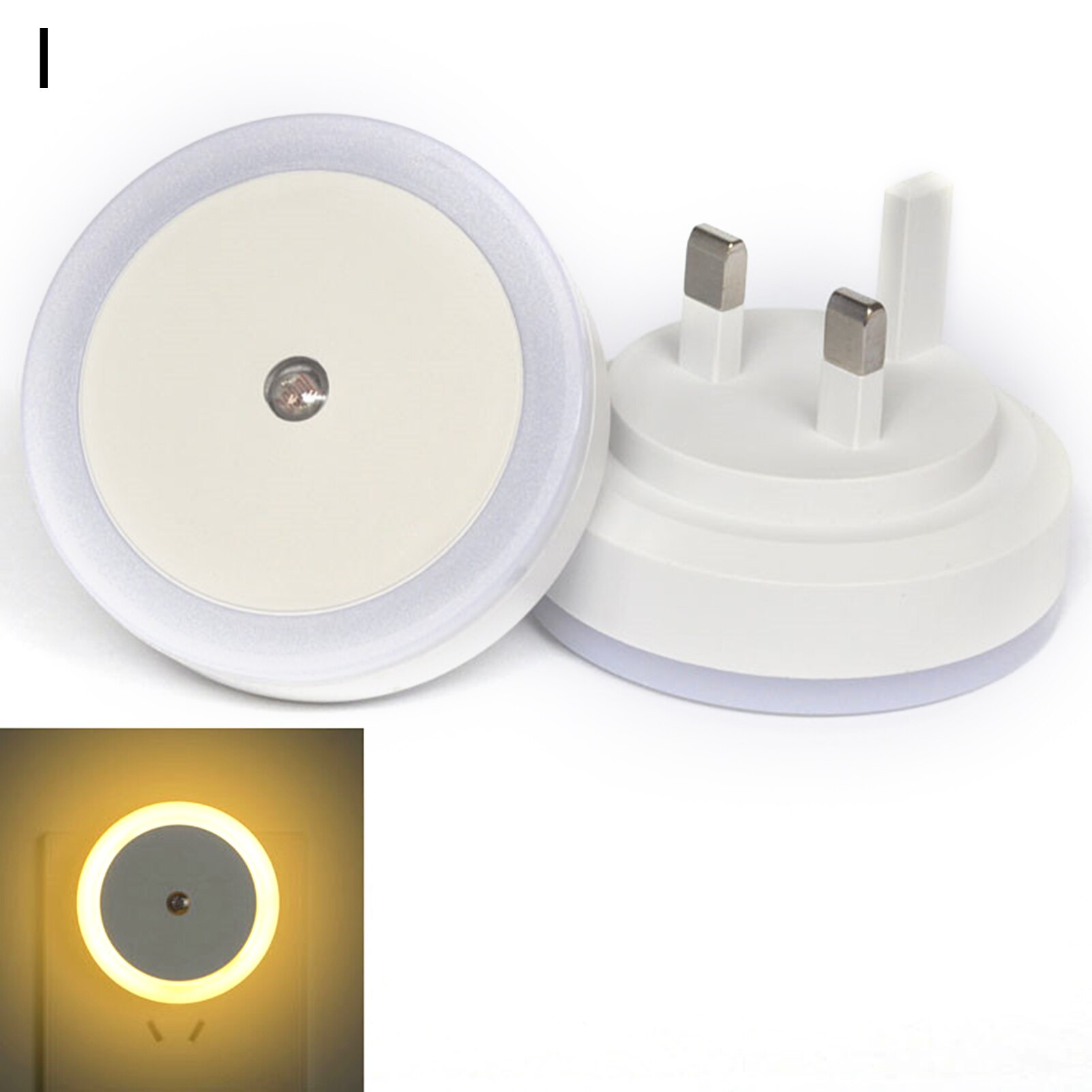 Round Wall Plug-in LED Light Sensor Night Light Plug In Sensor Light Luminaire Led Lamp Baby Nightlight Children Bedroom Round: I