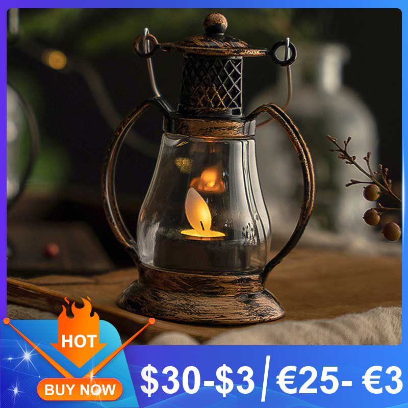 Vintage Led Kaars Lantaarn Licht Camping Schuur Elektrische Lamp Thuis Party Bar Led Kaars Licht Plastic Retro Lantaarn Home Decor