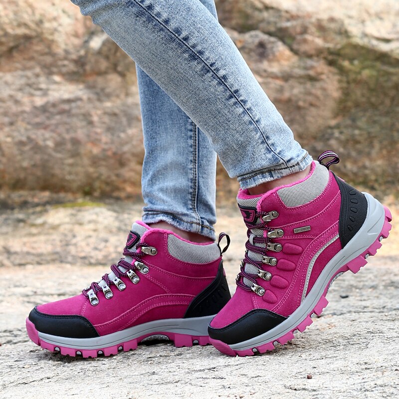 Women's Winter Warm Thick Fur Non-slip Outdoor Shoes Snow Boots Hiking Shoes