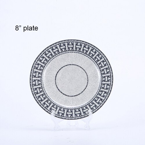 Elegante Keramik Abendessen Platten Geometrische aufbringen Keramik Gericht Ladegerät Platte Netz Geschirr Platte blau und weiß porzellan platte: 14