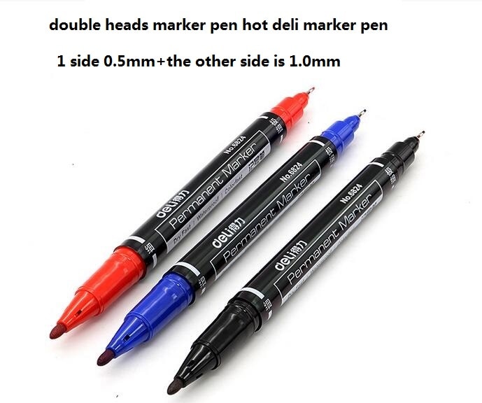 3 box(12 pcs/box) Dual-side Marker pen School supplies Deli permanent markers for CD fabric paper wood double sides marker pen
