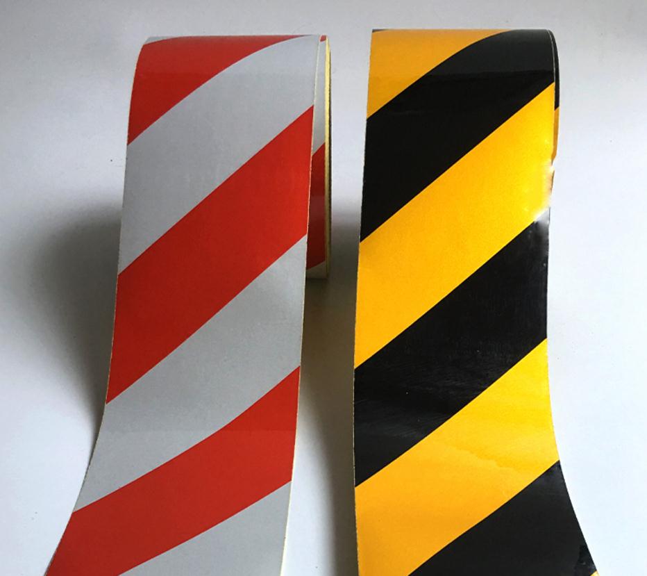 45 meter, Breedte 10 cm Lage reflecterende verkeer waarschuwing kleur plakband, veiligheid apparatuur waarschuwing tape met lijm,