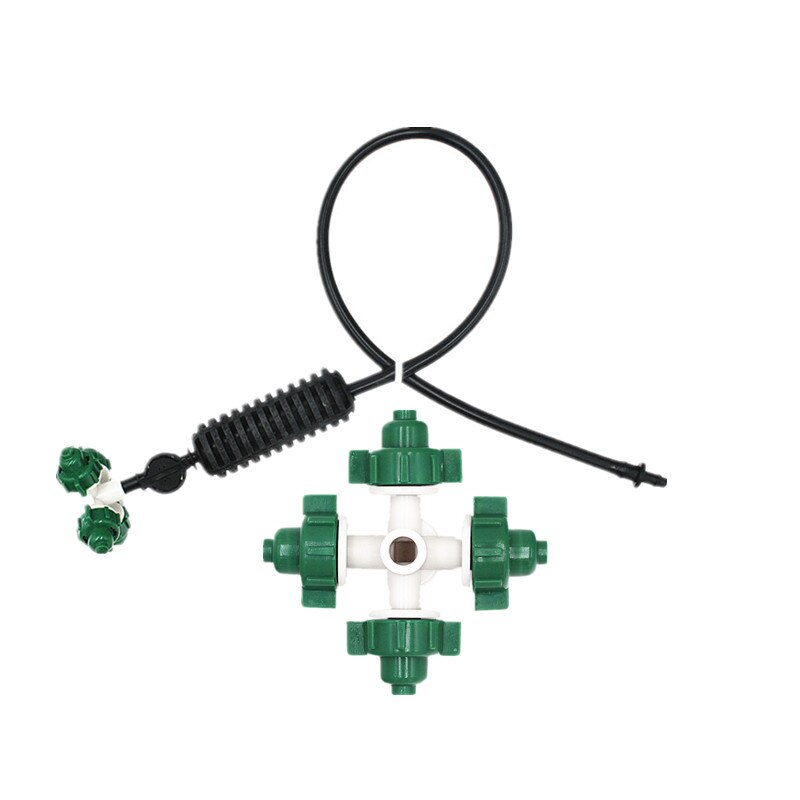 Nebulizador verde de 10 piezas, conjunto colgante de rociador de nebulización cruzada, accesorios de riego por goteo para invernadero