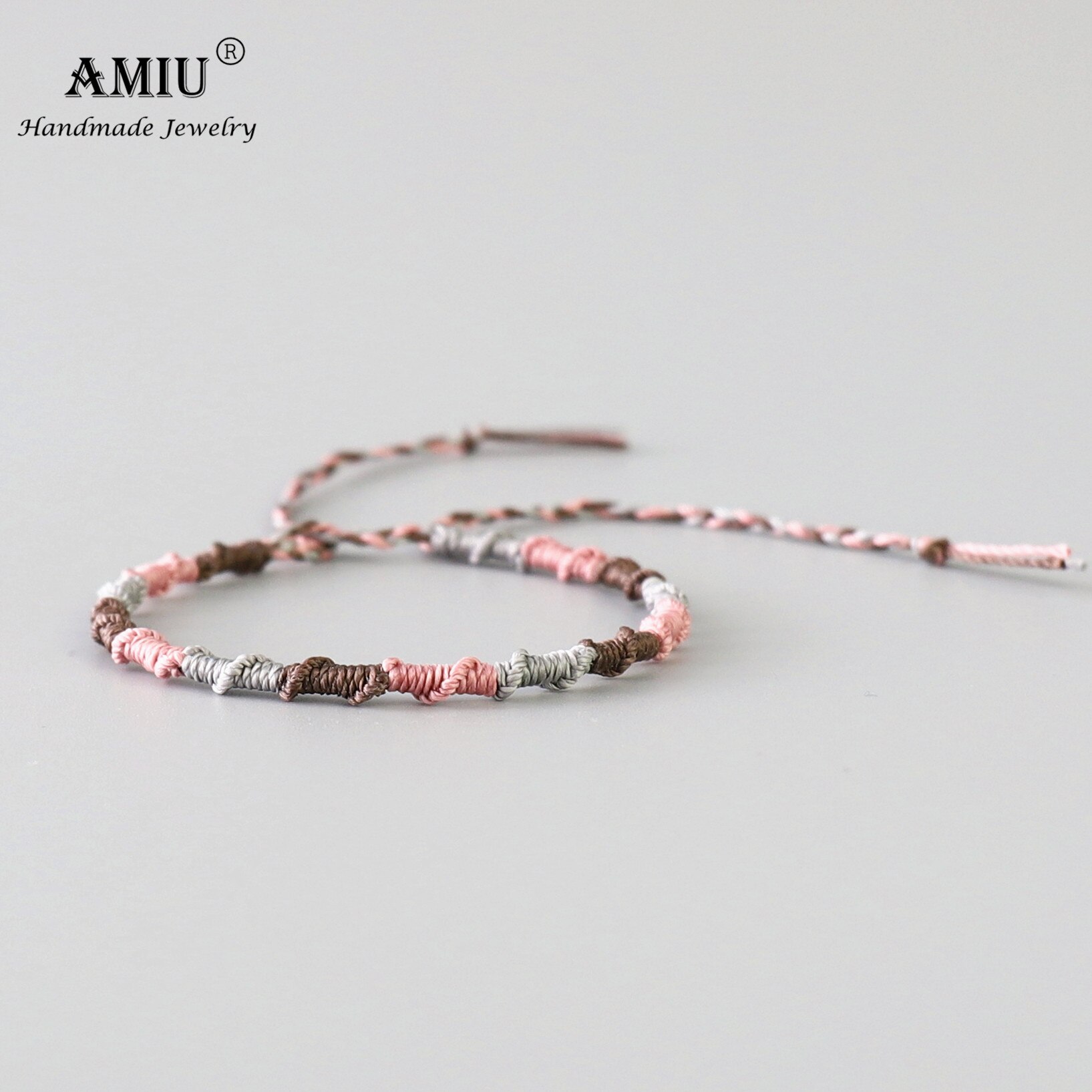 UGA-AMIU Artesanal À Prova D' Água Fio de Cera Corda Nó Pulseira Pulseira Da Amizade Pulseira Envoltório Tecido Simples para Homens e Mulheres: 5