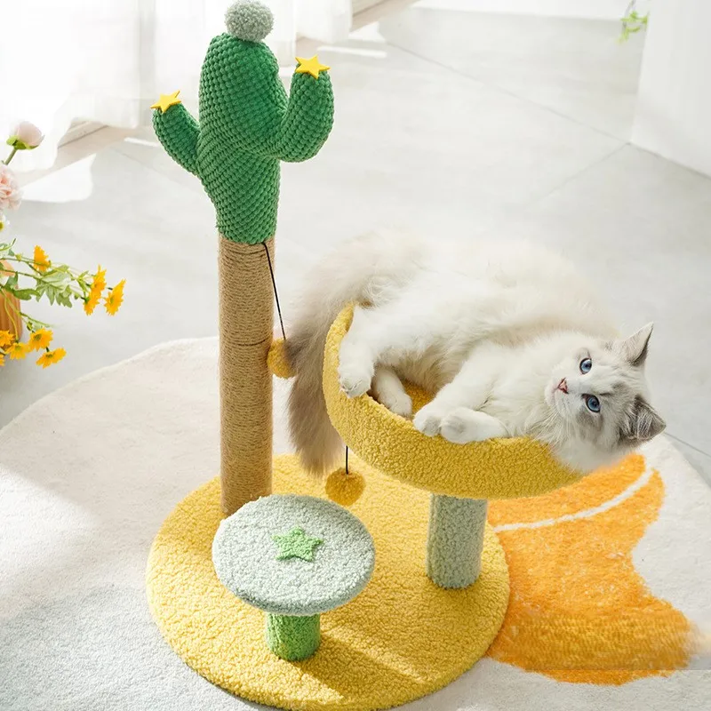 Cactus Cat Climbing Frame Sisal Pole Grinding Claw Artifact Cat Nest and Jumping Platform Toy Winter Cat Scratching Board