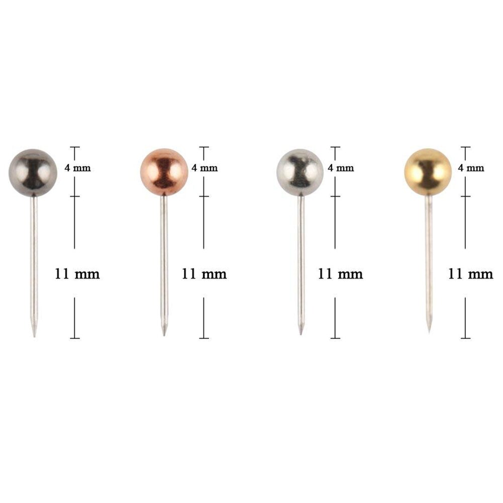 -800 Stuks Kaart Kopspijkers 1/8-Inch Retro Plastic + Metalen Kralen Hoofd Markering Push Pins, 4 Kleuren