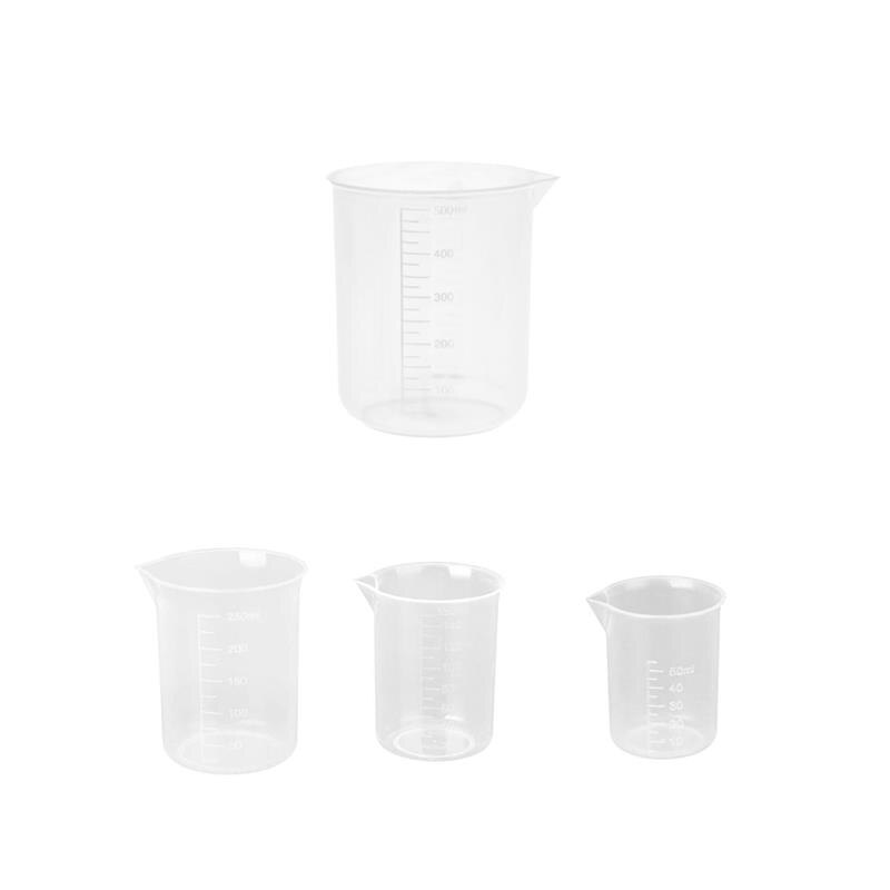 4 Stks/set Transparante Maatbeker Keuken Bakken Maatbeker Schaal Maatbeker Gereedschap Voor Laboratorium 500Ml/250Ml/150Ml/50Ml