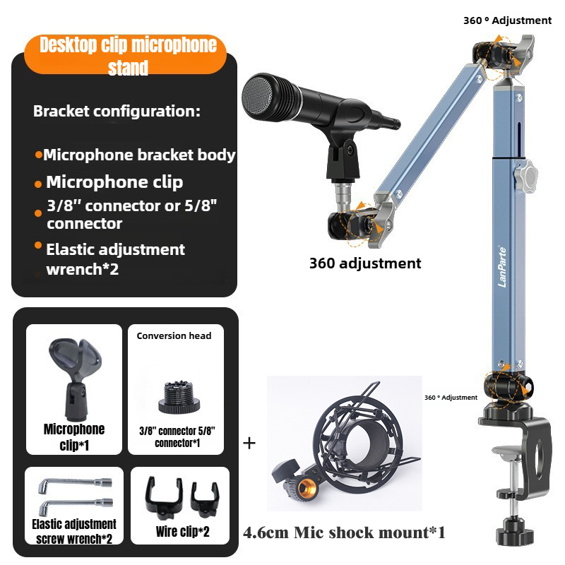 Mikrofonarm-Mikrofonständer für Blau Yeti FIFINE bin8 K669B HyperX QuadCast SoloCast beim2020 Shure SM7B MV7 und andere Mikrofonen: dunkel Grau