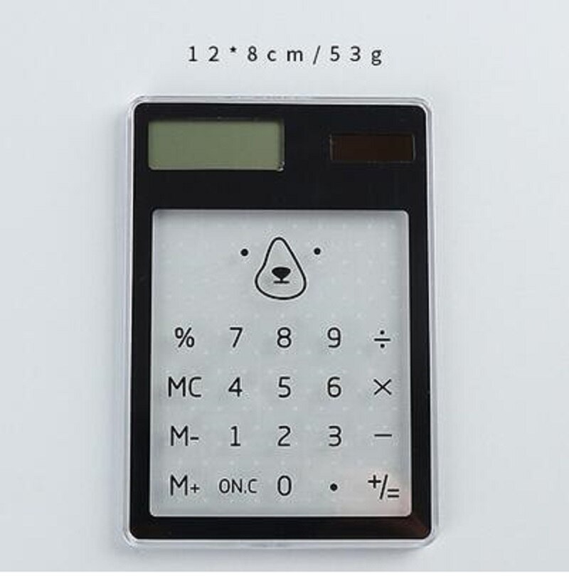 KEMBONA Solar Calculator LCD 8 Digit Touch Screen Ultra slim Transparent Solar Calculator Stationery Clear Scientific Calculator: Black 1