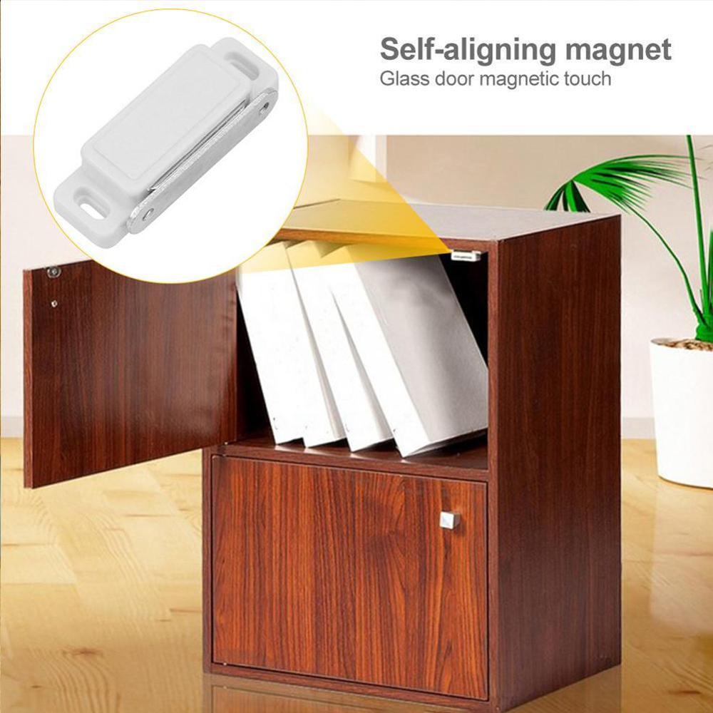 Small Magnetic Door Catches Kitchen Cupboard Wardrobe Screw Catch Cabinet Brown White Latch Hardware Cabinet V9E4