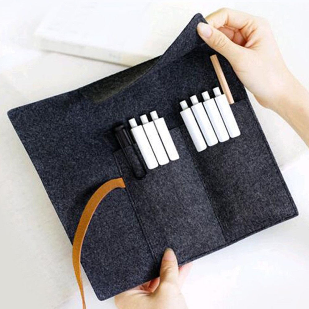 Pencil Case Pen Organizer Canvas Soft Storage Bag Paint Brush Stationery Roll Up Arts Craft Pen Bag Portable Drawing