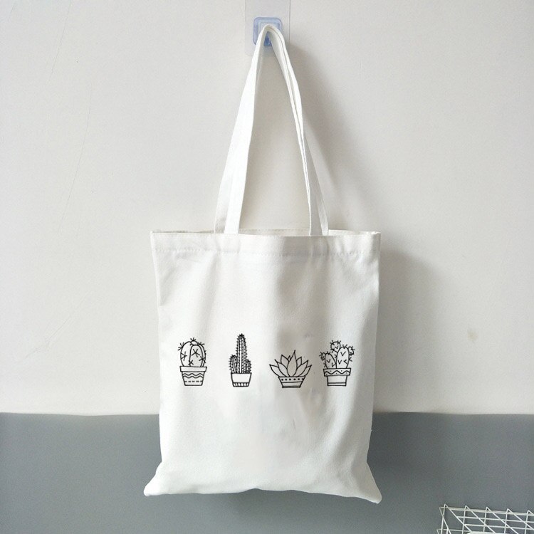 Cactus plante sac fourre-tout dames toile sacs à provisions sac de voyage sac à main graphique mignon pliable fourre-tout grande capacité: B0320-TBWH-M