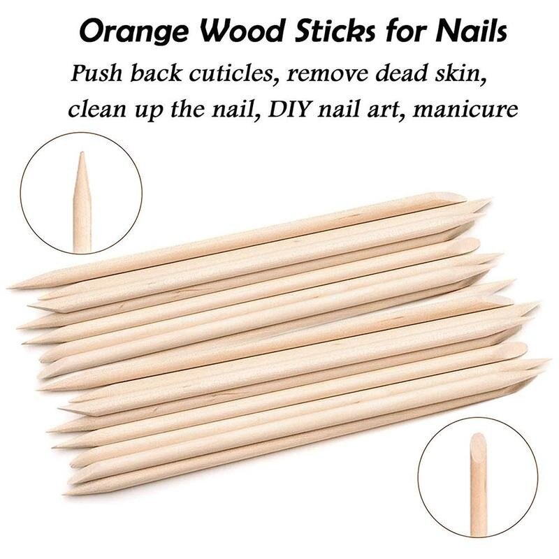 10/50/100 Stuks Nagels Oranje Stokken 11.4Cm Hout Cuticle Pusher Nail Art Remover Set Voor Manicure pusher Voor Nagels