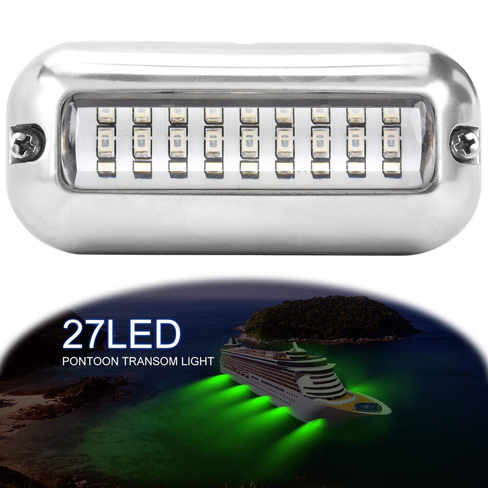Båtlampa 12v 27 led lockbete natt fiskesökarlampa ljus shads fiske led båtfiske djupt under vattnet  ip68 50w ljus: Grön
