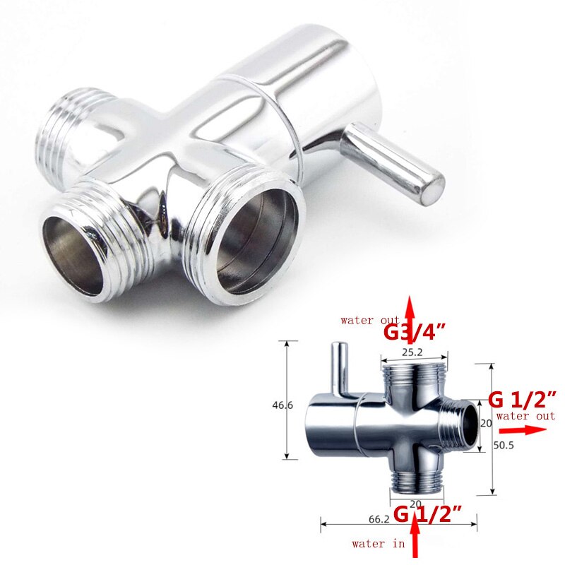 Mannelijke G1/2 &quot;G 3/4&quot; Vrouwelijke Water Diverter 3way Kraan T Adapter Verchroomd Badkamer Wc Douche vullen Kleppen Accessoires: type 2