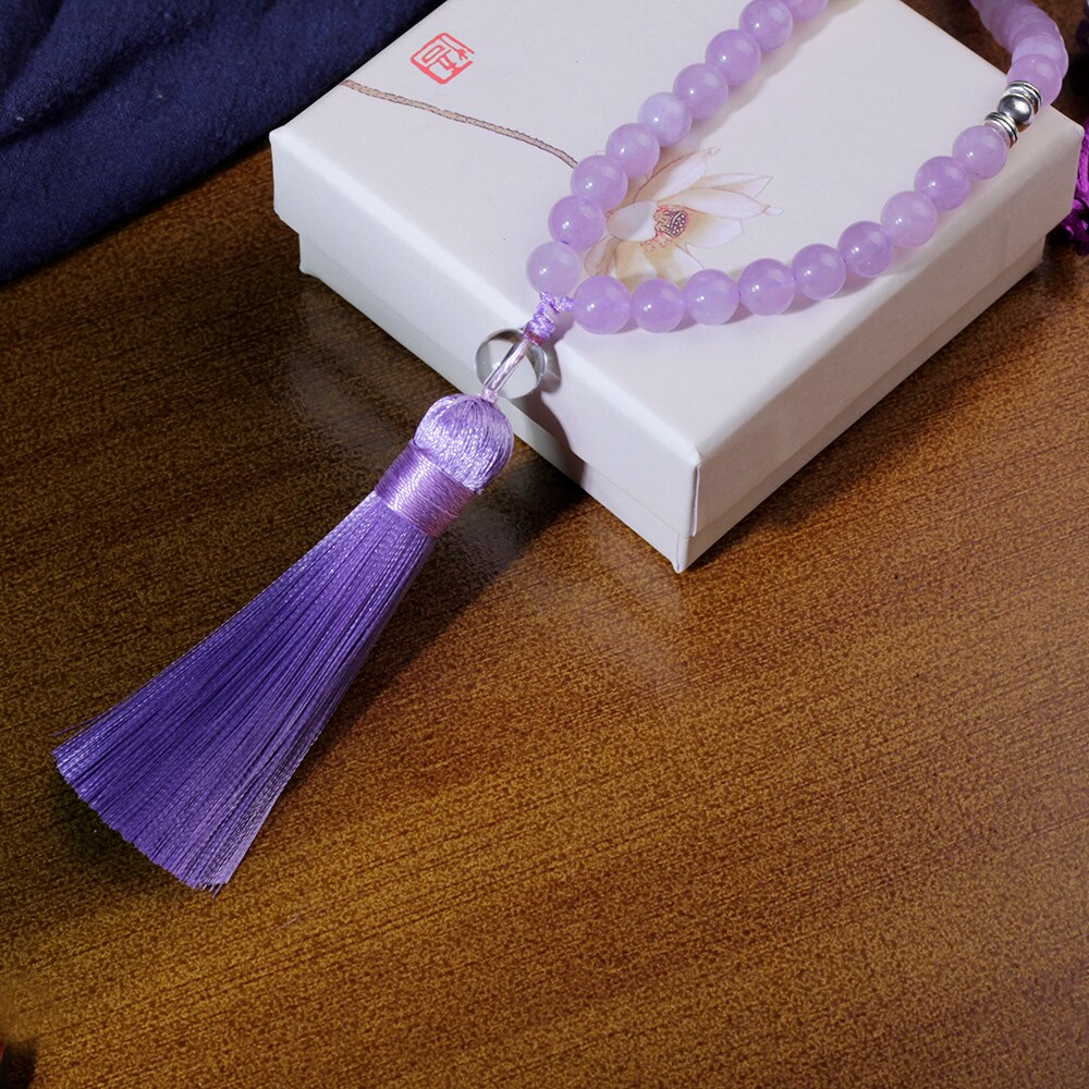 108 Mala Ketting Vrouwelijk, 8Mm Kralen Lavendel Violet, Katoen Kwastje, Zomer Sieraden Ketting Mode, lavendel Sieraden