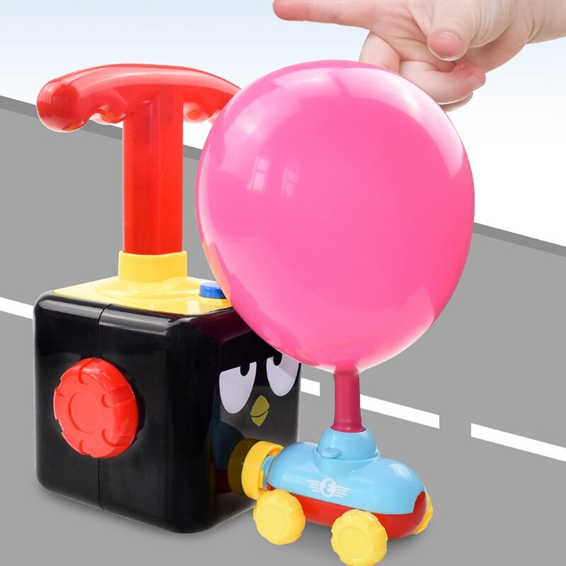Ballon Aangedreven Launch Auto Opblaasbare Ballon Pomp Hand Push Mini Plastic Air Power Ballon Racer Voertuig Auto Speelgoed Voor Kinderen