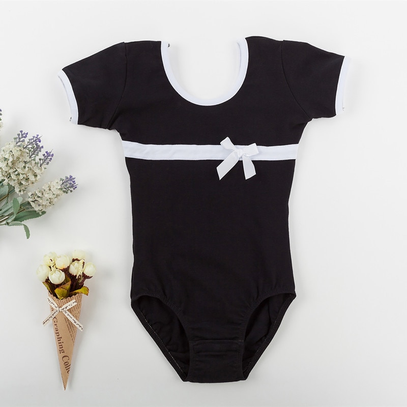 Cotton Short Sleeves Girls Leotards Ballet Dance Bodysuit Kids Gymnastics Dance Leotard pink black Ballerina Outfit