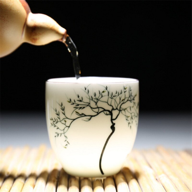 Keramische Traditionele Chinese Thee Kopjes Wit Porselein Thee Set Accessoires Kantoor Theekopjes Draagbare Retro Water Mok Drinkware