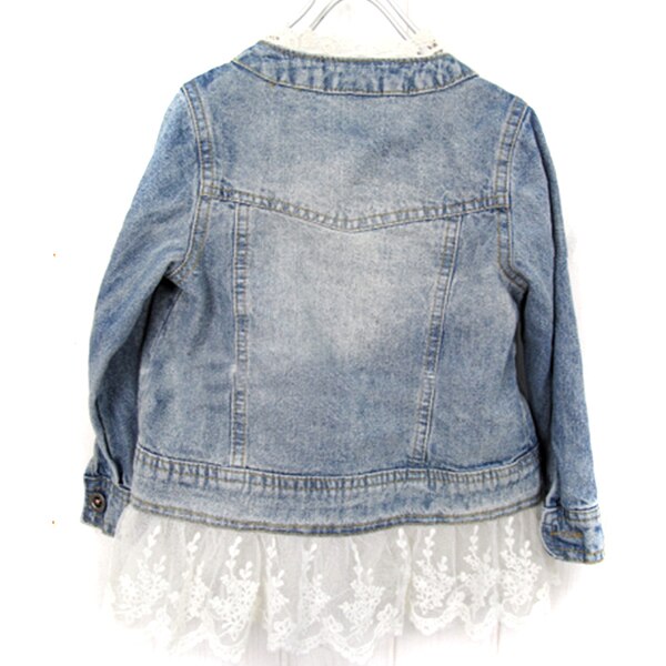 Meisjes Jean Jassen Kids Kant Jas Lange Mouw Knop Denim Jassen Voor Meisjes 2-7Y