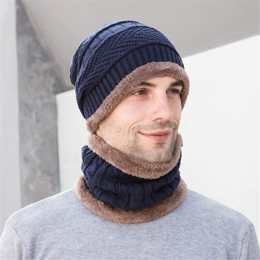 Mannen hoed hoofddeksels bib pak plus fluwelen dikke wollen hoed herfst en winter muts mannen Winter Hoed cap Kraag Set Plus Fluwelen