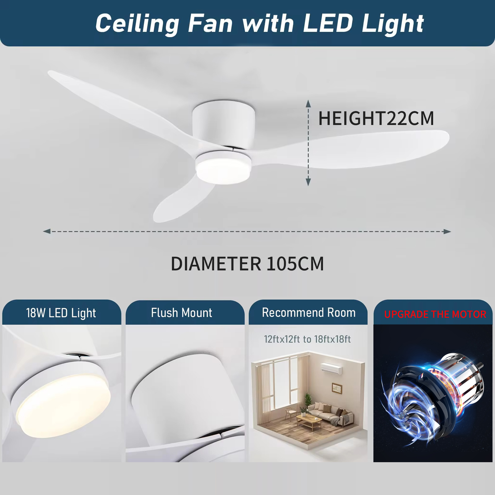 Led-lampa dc-motor modern takfläkt kök vardagsrum matsal hushåll hög luftvolym fjärrkontroll pendellampa: Gul