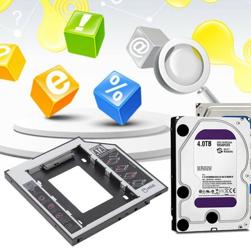 Uniwersalny 9.5mm SATA 2Nd SSD HDD futerał na dysk twardy taca adaptera lub laptop CD / DVD-Rom wnęka na napęd optyczny