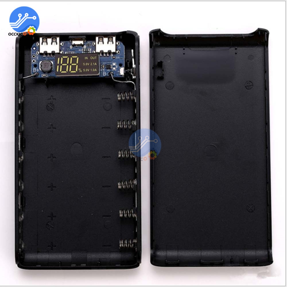 6x18650 Power Bank Box Shell Battery Charger Case 6*18650 Battery Storage Holder Type-C Micro USB Port for Mobile Phone Charger