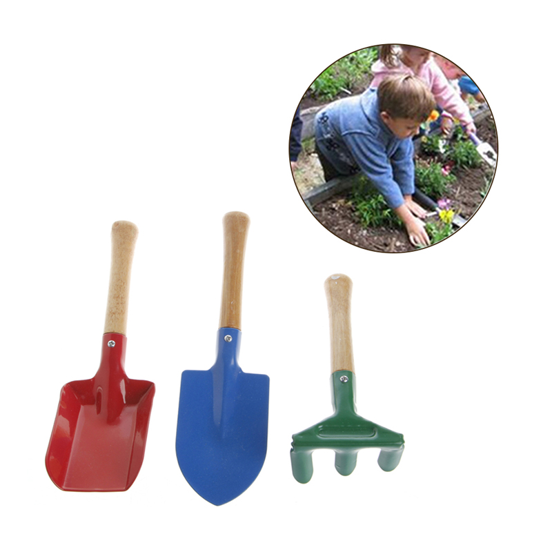 Juego de Herramientas de jardín para niños, pala de rastrillo, juguete de playa para el hogar, 3 uds.