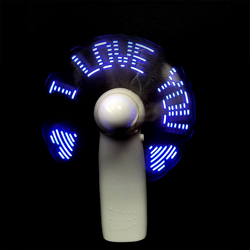 1PC portátil te amo patrón mixto Color LED aire travieso Mini ventilador de mano ventilador luminosa cartas 3 colores