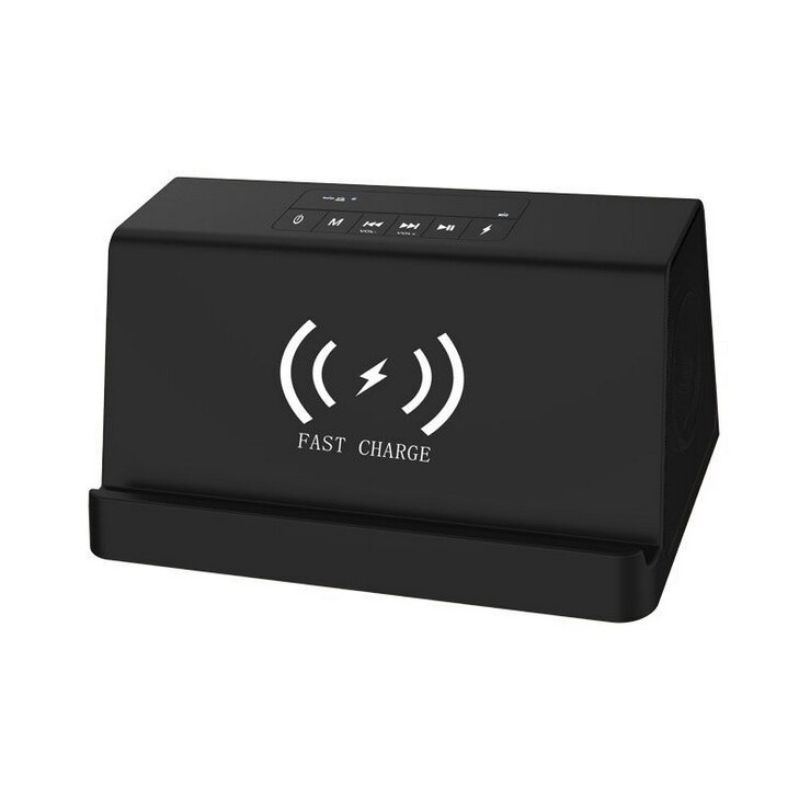 Stereo Bluetooth Speaker Draadloze Oplader Voor Smartphone Draagbare Bass Power Bank Klankkast Snel Opladen Voor Iphone X 8: Black