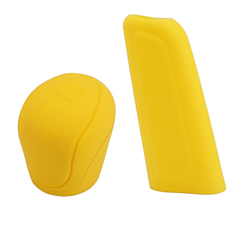 Pomo de palanca de cambios de silicona para coche, cubierta de perilla de freno de mano, funda protectora de piel, estilo de coche: 2pcs(Yellow