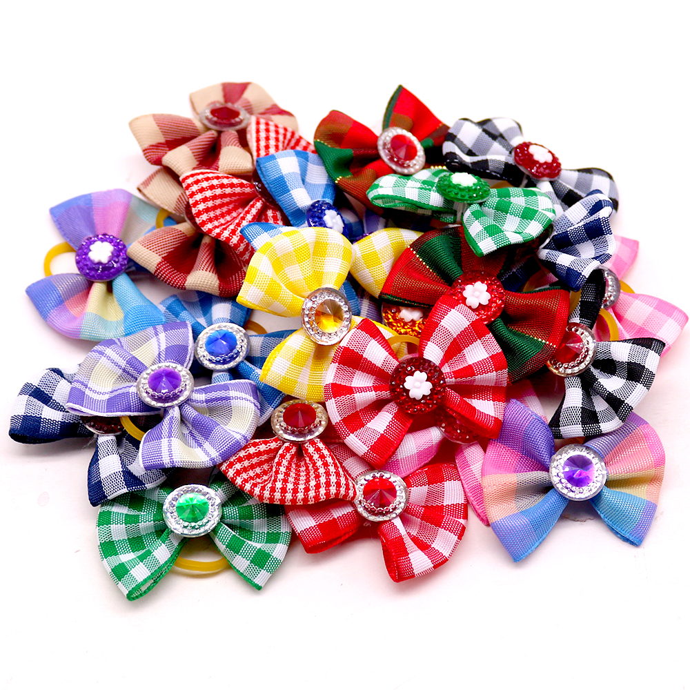 Mini lazos para el pelo hechos a mano para perro, accesorios de aseo bonitos, pinzas para el pelo de gato Kawaii, bandas de goma para el pelo diario para perro, proveedor de mascotas, 50 Uds.: as picture / 30pc a pack