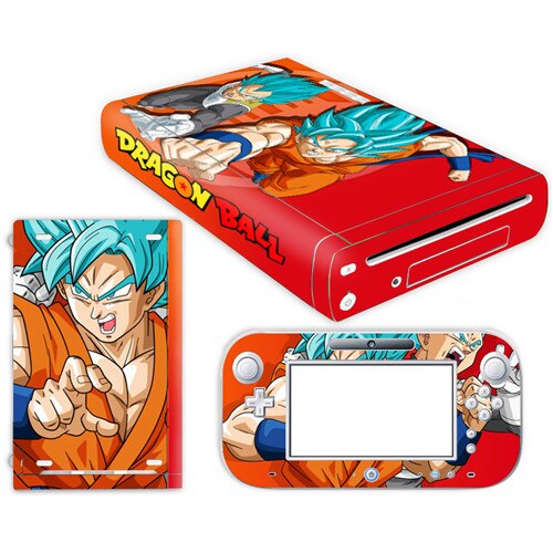 Pegatina de piel de Super Dragon Ball Z Goku para Nintendo Wii U funda de consola con controles remotos para Nintend wii u etiqueta engomada: YS-WIIU-0017