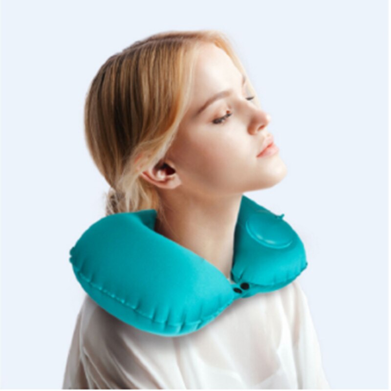 Portable Inflatable U-shaped Pad Travel Pillow Foldable Office Plane Siesta Support Headrest Travel Essential U Pillow