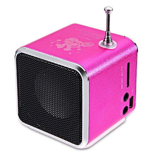 TD-V26 Mini Speaker Draagbare Digitale LCD Sound Micro SD/TF FM Radio Speaker Muziek Stereo Luidspreker voor Laptop Telefoon: rose red