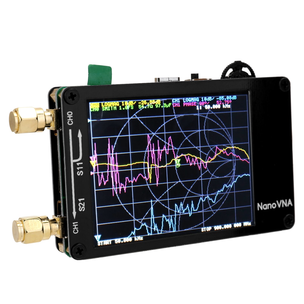 Metal Shield + battery NanoVNA VNA Vector network analyzer 50KHz-900MHz touch screen Shortwave MF HF VHF UHF Antenna Analyzer