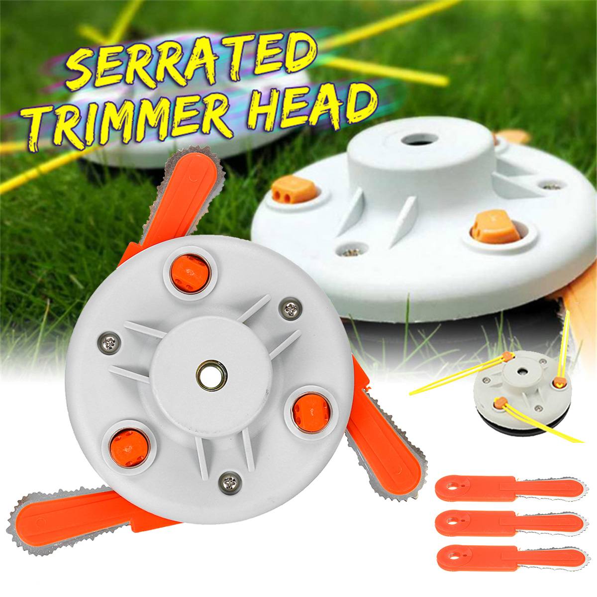 Newest Dual Use Powers Grass Trimmer Head Plastic Chain Saw with Nylon Line Cutter for Lawnmow