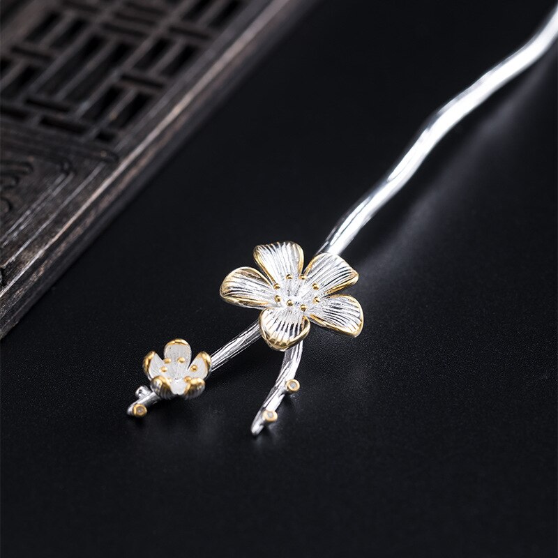 S925 Sterling Zilveren Pruimenbloesem Haarspeld Vrouwelijke Golf Antieke Hoofdtooi Paleis Temperament Chinese Stijl Haarspeld