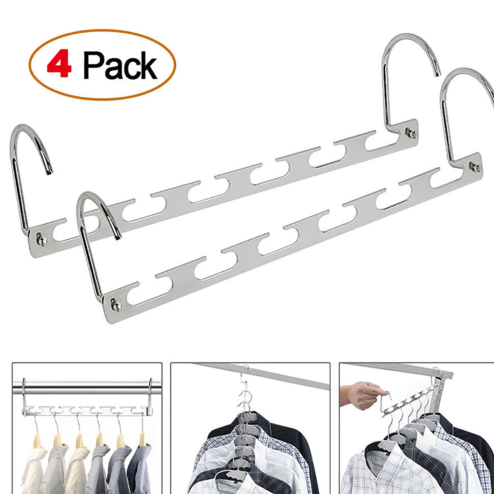 Clothes Hangers Organizer Multi Function Metal Space Saving Closet Magic Hanger Rack