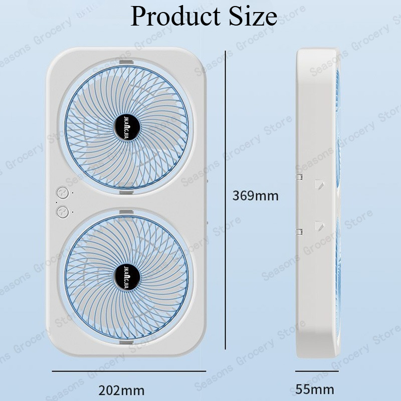 Hangende bureauventilator met dubbele kop USB oplaadbare draagbare stille koelventilator 3 snelheden verstelbaar voor kantoor thuis slaapzaalventilator