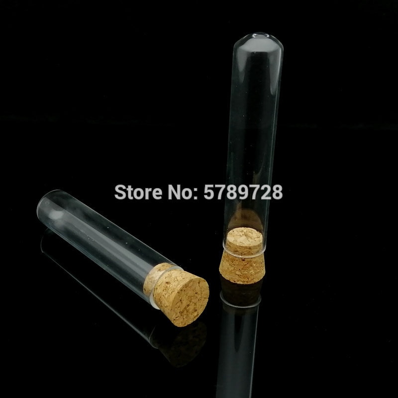 20pcs 20x100mm Glass round bottom test tube with cork stopper,Thickened flat - mouth lab test tubes Used in chemistry lab