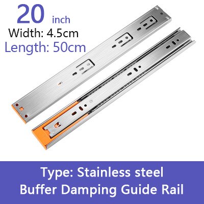 Stainless Steel Drawer Slides Soft Close Track Cushioned Silent Closing Three Section Sliding Rails Furniture Hardware: H