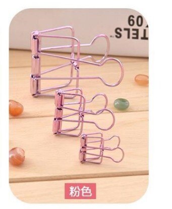 cute kawaii sequins metal office school binder clip set candy rose pink student paper document organizer clip stationery OT3355: 1