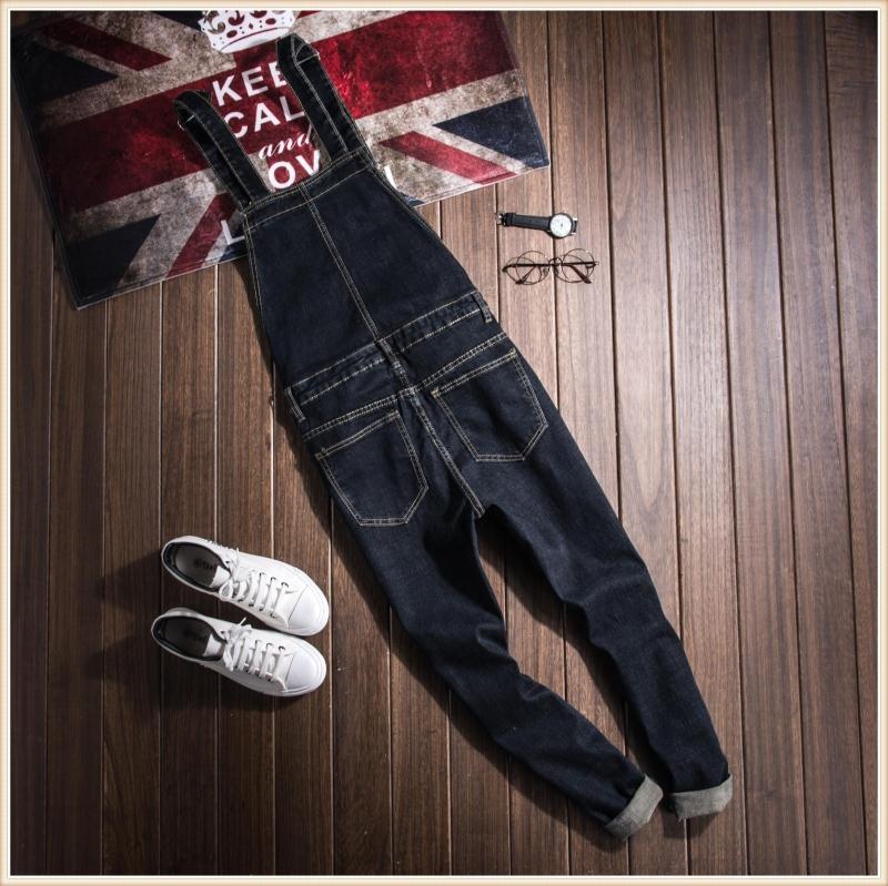 Korean style hip hop Plus Size 4XL Black Denim Slim Jumpsuit Male Suspender Bib Long Pants Casual Jeans Overalls 060806