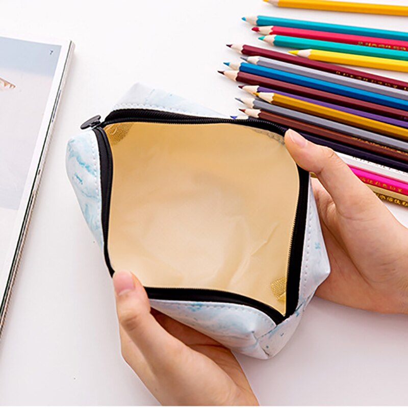 Large Marble Pencil Cases Cute Leather Pencil Box Pen Bags For Boys Girls Stationery Office School Supplies