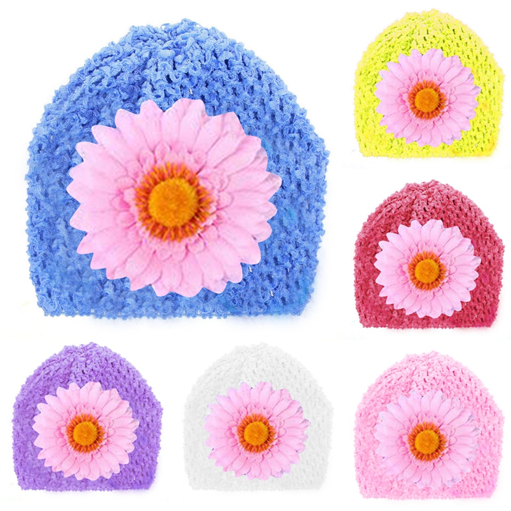 Kindermutsen baby lente herfst realistische zonnebloem holle haak elastische tulband muts muts foto prop zonnehoed buitenmuts кепка