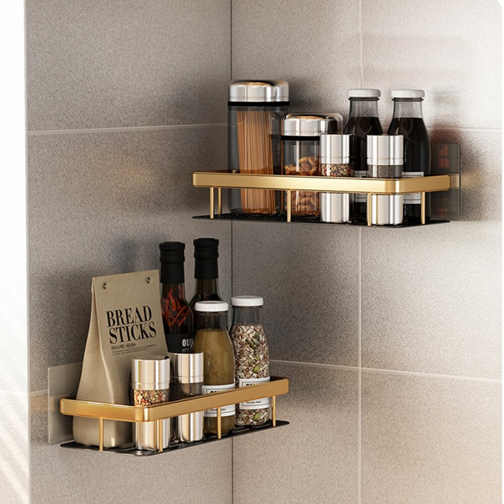 Étagère d&#39;angle de salle de bain de luxe, sans perceuse, support de rangement de caddie de douche, porte-shampoing, organisateur de toilette, accessoires de salle de bain