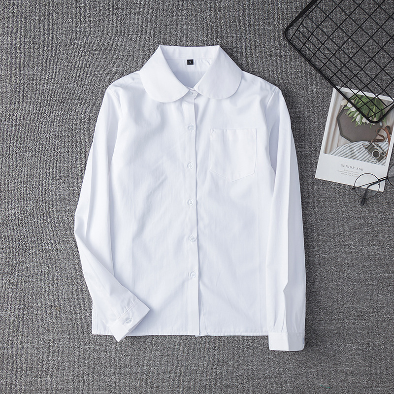 Mundurki szkolne biała koszula z długim rękawem kobiety japońskie studenckie dziewczęta i chłopcy jednolite Top duże rozmiary XS-5XL mundury jk Top: WHITE / S
