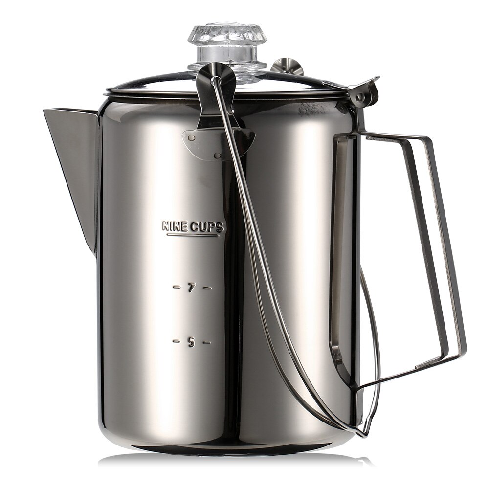 9 Cup Markering Rvs Percolator Koffie Pot Camping Thuis Keuken Kantoor Waterkoker Koffiezetapparaat